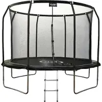 Axi Houston Ronde Trampoline met Net Ø 305 cm in Zwart | Onground trampoline 10ft voor Kinderen met Beschermrand, Ladder & Net | Voor Tuin / Buiten | Springoppervlak: 305 cm