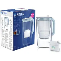 Brita - Glass Jug Waterfilterkan - 2,5L - Blauw - Glazen waterkan - incl. 1 MAXTRA PRO Pure Performance filterpatroon