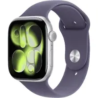 Apple Watch Series 11 GPS + mobiele connectiviteit 46 mm zilver aluminium kast met paarse mist sportband - M/L