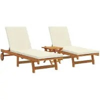 vidaXL Ligstoel 3 st Massief Acacia Hout Bruin