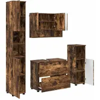 vidaXL Badkamermeubel Set 4 st Rook Eiken 35 x 30 x 192 cm