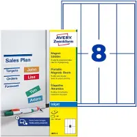 Avery Zweckform Avery Magneetetiketten J8875-5 A4 Wit 50 x 140 mm 5 Vellen à 8 Etiketten