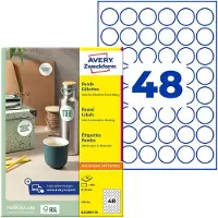 Avery Zweckform ronde etiketten | diameter 30 mm | wit | afneembaar | 480 etiketten | 10 vellen