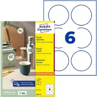 Avery Zweckform ronde etiketten, diameter 80 mm, wit, permanent klevend, 60 etiketten, 10 vellen - 2 stuks