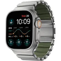 Nomad Stratos Band voor de Apple Watch | 44/45/46/49 mm - Forest Green / Natural Titanium