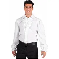 Coppens Blouse heer met jabot luxe wit | Maat S |
