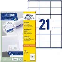 Avery witte etiketten QuickPeel formaat 70 x 41 mm (b x h) 2.100 stuks 21 per blad doos van 100 blad