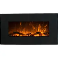 Vente-unique Elektrische sfeerhaard CHANDELA - L84 x D14 x H45 cm - Zwart