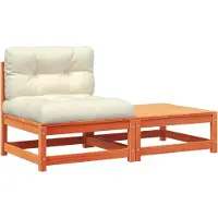vidaXL Tuinbank zonder armleuningen met kussens en voetenbank