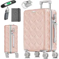 Kesser Reiskoffer met Wielen 55L | Handbagage / Ruimbagage Koffer inclusief Paspoorthouder & kofferweegschaal & bagagelabel | Trolley Koffers met TSA Cijferslot - Rozegoud