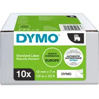 Dymo D1 12mm x 7m 10 tapes Zwart Wit Labels