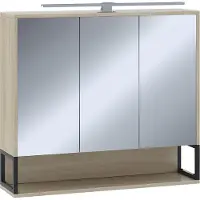Vicco Vionna Badkamerspiegelkast – 80 x 71.5 cm met LED-licht Eiken/zwart