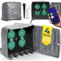 Kesser Tuinsteckdose in Steenlook met 4 Stopcontacten en WiFi App Besturing
