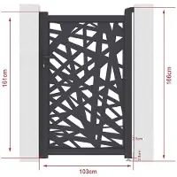 Vente-unique Tuinpoort van aluminium met geometrisch patroon in lasergesneden design - B103 x H166 cm - Antraciet - NATAFO