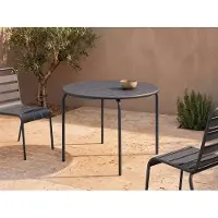 Vente-unique Ronde tuintafel D110 van metaal - Donkergrijs - MIRMANDE