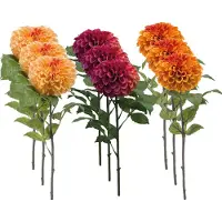 Emerald - Kunstbloem Dahlia Pompon 74cm - Set van 9 - Kunstplant voor binnen