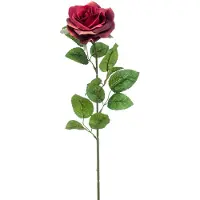 Emerald - Kunstbloem Roos Marleen 63cm wijnrood - Kunstplant voor binnen