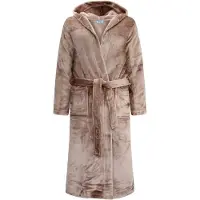 Gaubert Unisex Badjas Extra Lang met Capuchon en Ceintuur - Ochtendjas - Superzacht Coral Fleece - Heren Dames - Sand Beige - Maat XXL/3XL - 8210-Sand