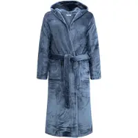 Gaubert Unisex Badjas Extra Lang met Capuchon en Ceintuur - Ochtendjas - Superzacht Coral Fleece - Heren Dames - Ocean Grey - Maat XXL/3XL - 8210-Grey