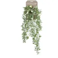 Driesprong Collection Zijdeplant Hangplant op steker Witte Roos kunstplant