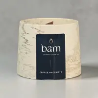 Bam Kaarsen Coffee Macchiato Geurkaars – Cone Collectie – Houten Wiek – Beige Gemarmerd Handgemaakt Potje – 100 g – 30 Branduren
