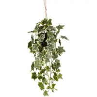 Emerald - Kunst Hangplant Ivy in pot groen/wit 70cm - Kunstplant voor binnen
