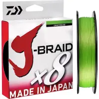 Daiwa J-Braid X8, 150 meter, 0,13 mm, 8,00 kg / 18 lbs, groen, 8-strengs gevlochten lijn, artikelnummer 12751-013