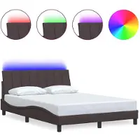 vidaXL Bedframe zonder matras "Hanko" stof donkerbruin 140x200 cm