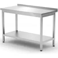 Hendi Wandgemonteerde werkbladtafel met plank aan de rand Budget Line STAAL 1000 x 600 x 850 mm - 817278