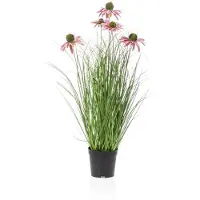 Emerald - Kunstplant Rudbeckia Gras in pot paars 60cm - Kunstplant voor binnen