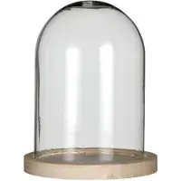 Packlinq Glazen koepel met houten basisvoet Ø 12 cm en 16 cm hoog (1 st)