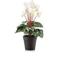 Emerald - Kunstplant Cyclamen in pot 30cm wit/groen - Kunstplant voor binnen