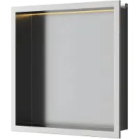 Luca Inbouwnis Nissen 30x30x6,5cm Met LED Verlichting 3000K RVS Geborsteld Nikkel