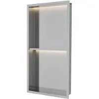 Luca Inbouwnis Nissen 2-Vaks 30x60x6,5cm Met LED Verlichting 3000K RVS Geborsteld Nikkel