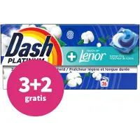 Dash 3+2 gratis: Wasmiddelcapsules 4in1 Pods Katoen Fris 26 stuks