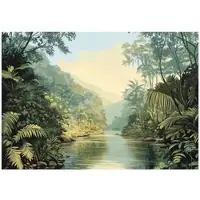 WALLARENA - Fotobehang - 150x105 cm - Dschungel natuur groen slaapkamer salon vliesbehang