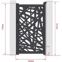 Vente-unique Tuinpoort van aluminium met geometrisch lasersnijpatroon - L103 x H180 cm - Antraciet - NATAFO