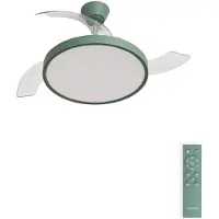 Create - Plafondventilator 40W stil met intrekbare bladen met licht - Ø108cm - Sage - Afstandsbediening - WIND CLEAR STUDIO