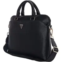 GUESS PU Grained Triangle Logo Laptoptas voor 13/14/15 inch - Zwart