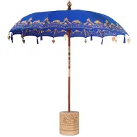 vidaXL Balinese parasol met basis Blauw 215 x 215 x 260 cm Katoen