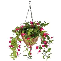 Emerald - Kunstplant Fuchsia in hangmand UV fuchsia 45cm - Kunstplant voor binnen