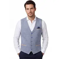 A Fish Named Fred gemeleerd gilet blauw normale fit