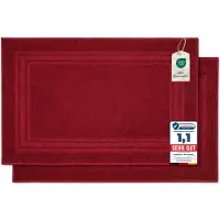 Komfortec Badmat Set - 2 stuks - Handdoek Dikte - Hotelkwaliteit - 50x70 cm - 100% Katoen - Zachte en Absorberende Douchemat/Handdoek - Aurorarood