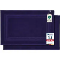 Komfortec Badmat Set - 2 stuks - Handdoek Dikte - Hotelkwaliteit - 50x70 cm - 100% Katoen - Zachte en Absorberende Douchemat/Handdoek - Marineblauw