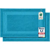 Komfortec Badmat - 2 stuks - Handdoek Dikte - Hotelkwaliteit - Zachte en Absorberende Douchemat - 50x70 cm - 100% Katoen – Turquoise