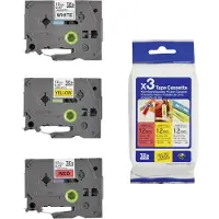 Brother TZe-31M3 - Noir sur rouge noir sur blanc noir sur jaune - Rouleau (12 cm x 8 m) 3 cassette(s) ruban laminé - pour P-Touch PT-1000 1010 1080 1090 1280 1830 3600 7500 7600 900 E100 E550 H100