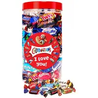 Mars Celebrations mega chocolademix met opschrift "I Love You!" - chocolade van Twix, Snickers, , Bounty, Maltesers, MilkyWay & Galaxy - 580g