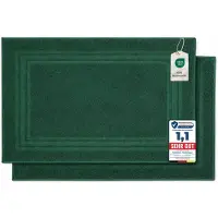 Komfortec Badmat Set - 2 stuks - Handdoek Dikte - Hotelkwaliteit - 50x70 cm - 100% Katoen - Zachte en Absorberende Douchemat/Handdoek - Donkergroen