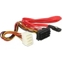 DeLOCK HDD Aansluitkabel [1x Mini-SAS-stekker (SFF-8087) - 4x SATA-combi-stekker 15+7-polig, IDE-stroomstekker 4-polig] 0.50 m Rood, Geel, Zwart