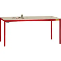 Manuflex LD1113.3003 ESD ESD-werktafel UNIDESK met rubber schijf, onderstel robijnrood RAL 3003, bxdxh = 2000 x 800 x 720-730 mm Robijn-rood